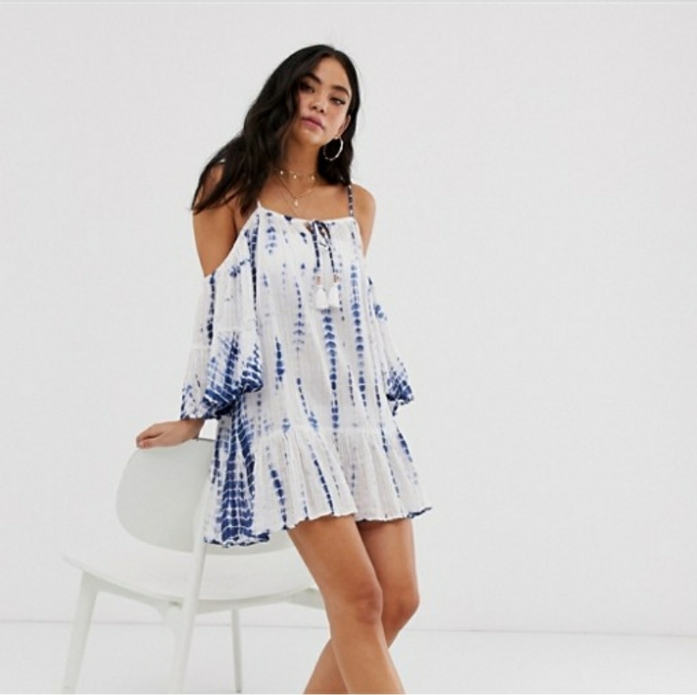 Surf Gypsy Cold Shoulder Tie Dye Dress/Cover-up